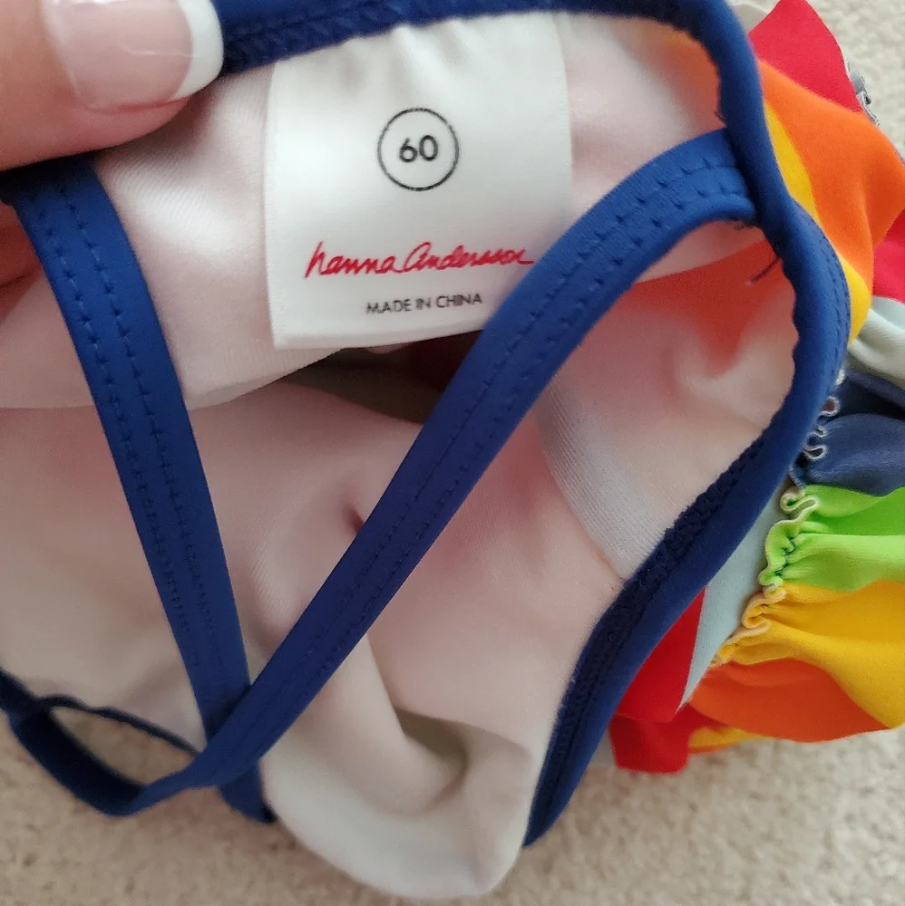 Hanna Andersson Baby Girl One-Piece Swimsuit Multi-Color Rainbow Stripe Sz3-6m
